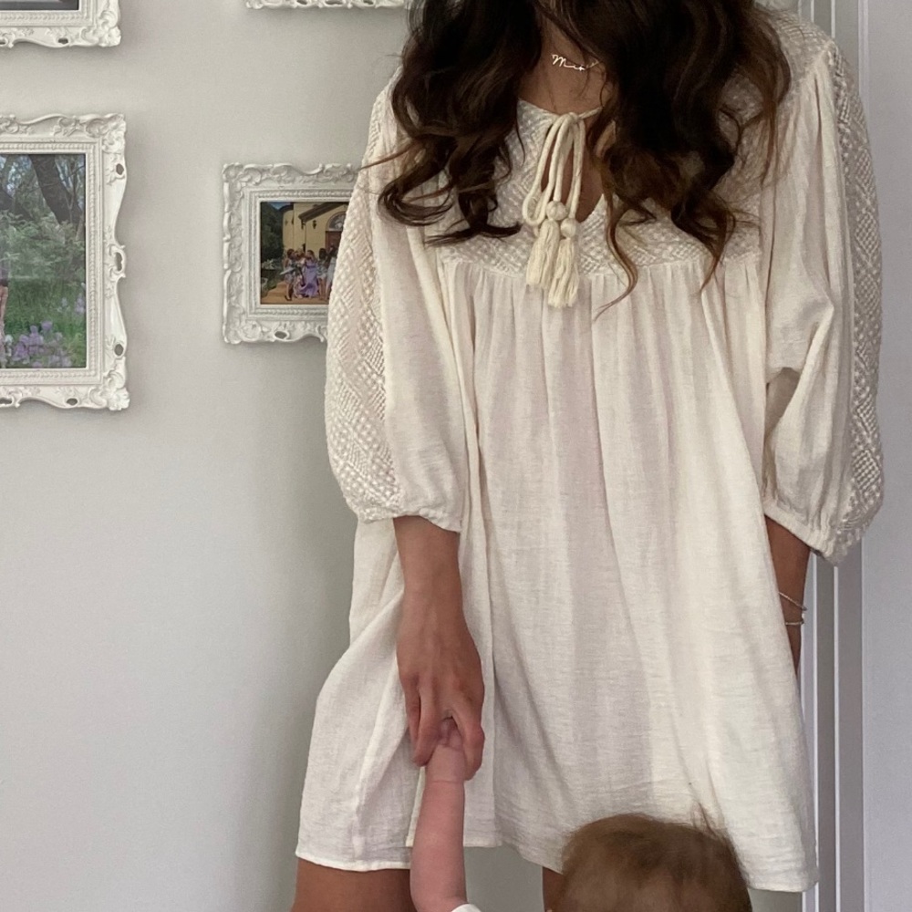 Boho beige lose fitting dress mini dress!